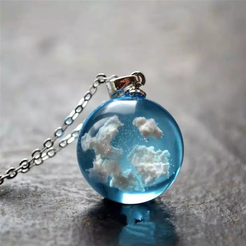 Round Ball Moon Pendant Necklace