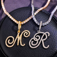 Zirconia Chain Initial Name Necklace