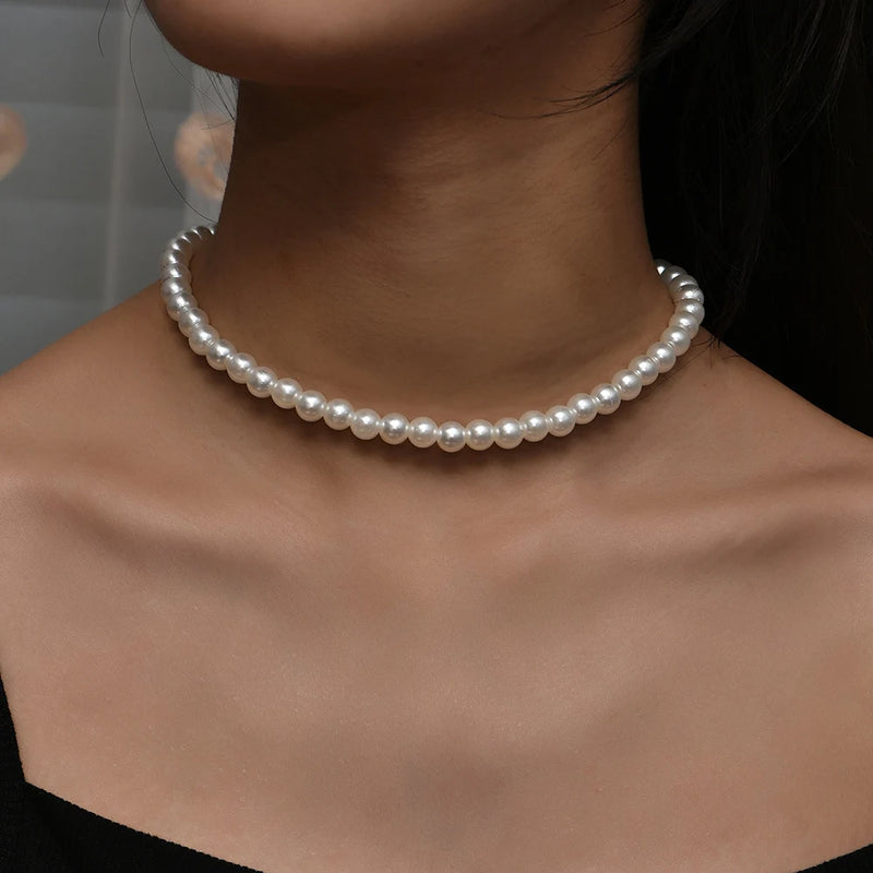 Pearl Chain Choker Necklace