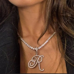 Zirconia Chain Initial Name Necklace