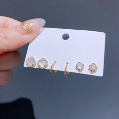 Crystal Stud Earrings Set