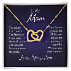 Interlocking Hearts Necklace - For Mom From Son