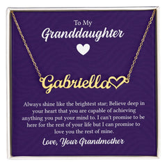 Heart Name Necklace - For Granddaughter From Grandmother